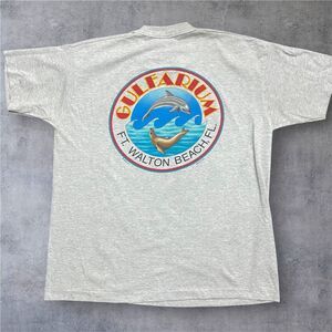 Fruit Of The Loom Vintage 1992 Gulfarium Florida Grey T-Shirt Men's Size XL